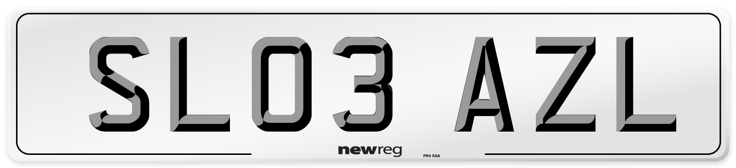 SL03 AZL Number Plate from New Reg